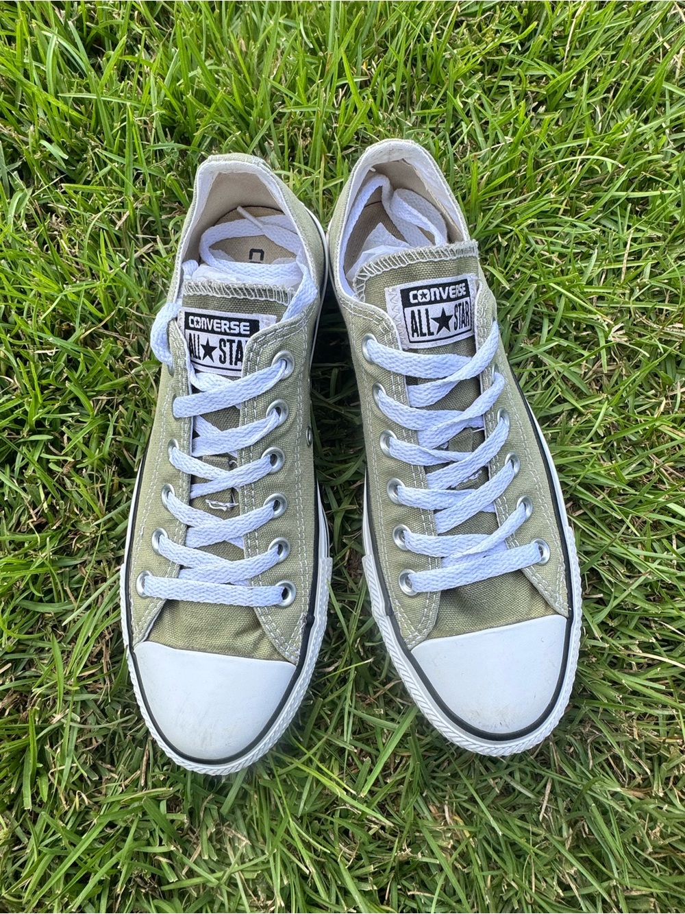 Converse Low Top Sneakers - Olive Green & White